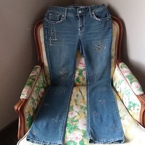 Up-Cycled Repurposed Bling Jeans. Size 8